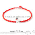 New coming fashion silver jewelry red braided rope bracelet